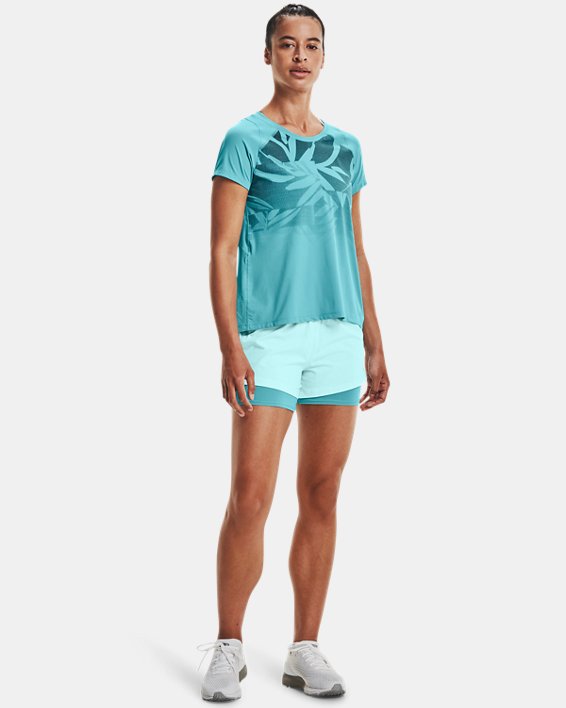 Women's UA Iso-Chill Run 2-in-1 Shorts, Blue, pdpMainDesktop image number 2